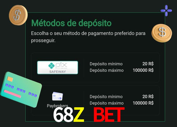 O cassino 68Z Bet oferece uma grande variedade de métodos de pagamento
